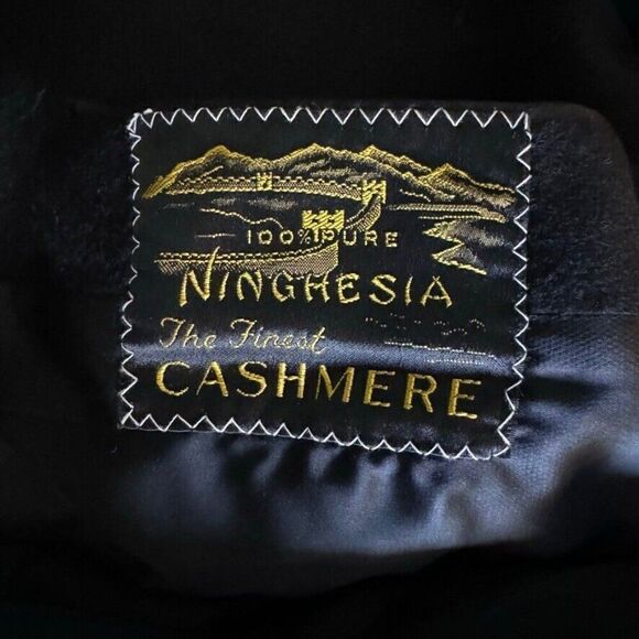 Vintage Mens Black 100% Cashmere Soft Preppy Trench Coat sz 42L - Picture 4 of 12